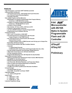 ATTINY87-MUR Datasheet PDF Atmel Corporation