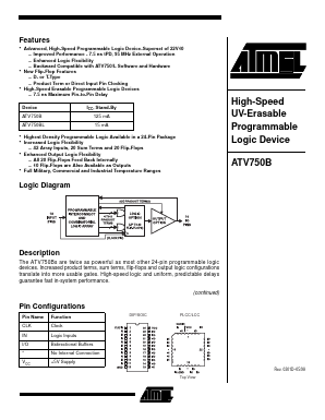ATV750B-7PC Datasheet PDF Atmel Corporation