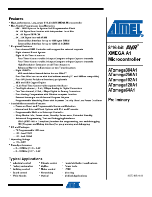 ATXMEGA384A1-AU Datasheet PDF Atmel Corporation