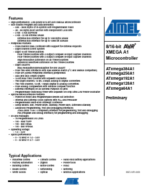 ATXMEGA256A1-AU Datasheet PDF Atmel Corporation