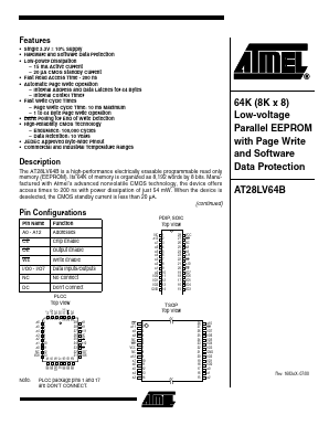 AT28LV64B-20SC Datasheet PDF Atmel Corporation