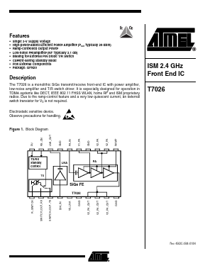 T7026-PGS Datasheet PDF Atmel Corporation