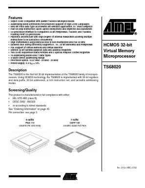 TS68020MF1B Datasheet PDF Atmel Corporation