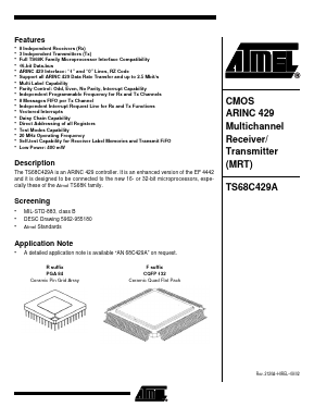 TS68C429AVF Datasheet PDF Atmel Corporation