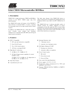 TS80C31X2-LLCD Datasheet PDF Atmel Corporation