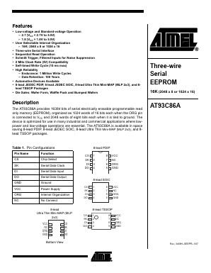 AT93C86A-10SU-2.7 Datasheet PDF Atmel Corporation