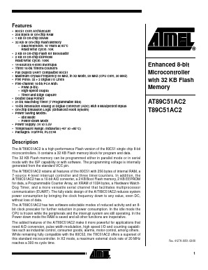 AT89C51AC2-RLTUM Datasheet PDF Atmel Corporation
