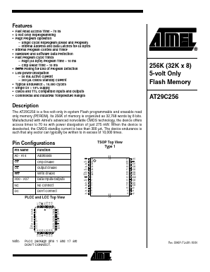 AT29C256-70JI Datasheet PDF Atmel Corporation