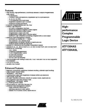 ATF1500AS-15AC100 Datasheet PDF Atmel Corporation