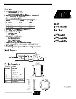 ATF20V8BQ Datasheet PDF Atmel Corporation
