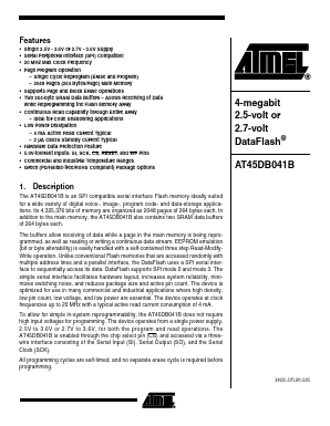 AT45DB041B-CNC Datasheet PDF Atmel Corporation
