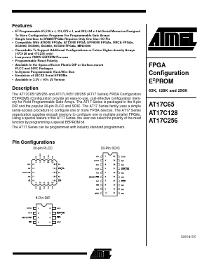 AT17LV256-10PC Datasheet PDF Atmel Corporation