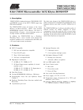 TS80C54X2-VCE Datasheet PDF Atmel Corporation