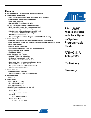 ATTINY4313-MMH Datasheet PDF Atmel Corporation