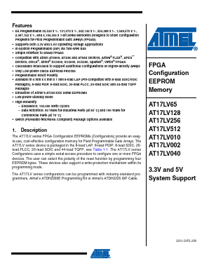 AT17LV256A-10CU Datasheet PDF Atmel Corporation