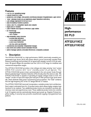 ATF22LV10CQZ-30PU_05 Datasheet PDF Atmel Corporation