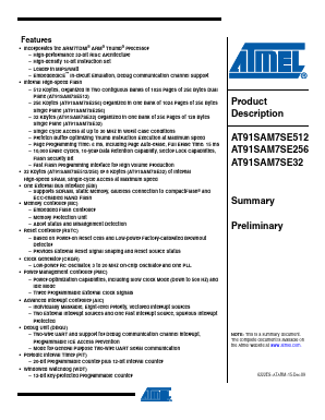 AT91SAM7SE32 Datasheet PDF Atmel Corporation
