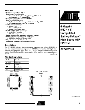 AT27BV040-12VC Datasheet PDF Atmel Corporation