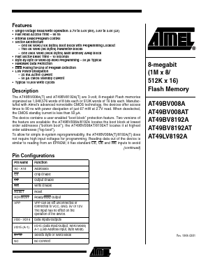 AT49LV8192A-90TC Datasheet PDF Atmel Corporation