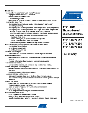 AT91SAM7X256 Datasheet PDF Atmel Corporation
