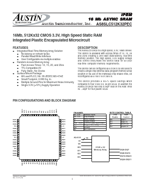 AS8SLC512K32PEC-20/XT Datasheet PDF Austin Semiconductor