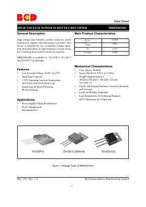 MBR20H100C Datasheet PDF BCD Semiconductor