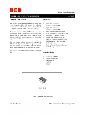 AP3033KTTR-G1 Datasheet PDF BCD Semiconductor