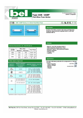 3AP1.25-R Datasheet PDF Bel Fuse Inc.