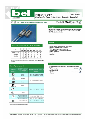 5HF1.25-R Datasheet PDF Bel Fuse Inc.