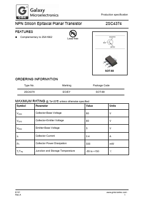 2SC4374 Datasheet PDF Galaxy Semi-Conductor