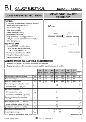 1N4007G Datasheet PDF Galaxy Semi-Conductor