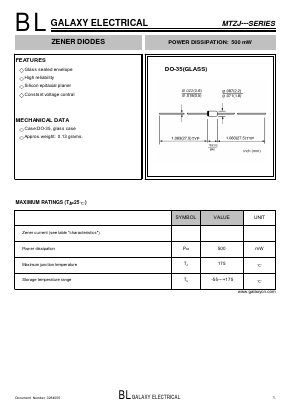 MTZJ18 Datasheet PDF Galaxy Semi-Conductor