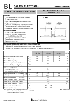 1N5819S Datasheet PDF Galaxy Semi-Conductor