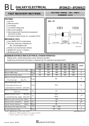 BY299Z Datasheet PDF Galaxy Semi-Conductor