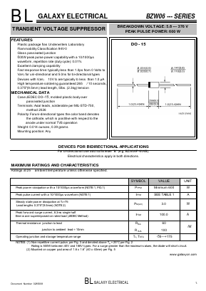BZW06-58 Datasheet PDF Galaxy Semi-Conductor