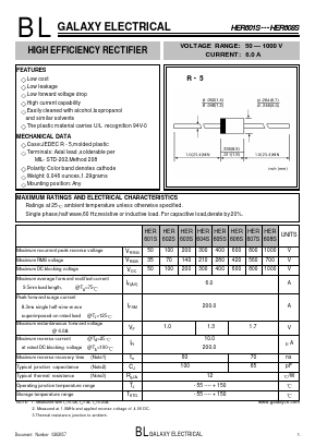 HER605S Datasheet PDF Galaxy Semi-Conductor