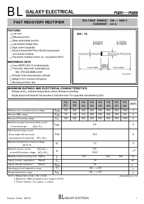 PG205 Datasheet PDF Galaxy Semi-Conductor