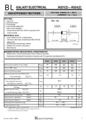 RG2Z Datasheet PDF Galaxy Semi-Conductor