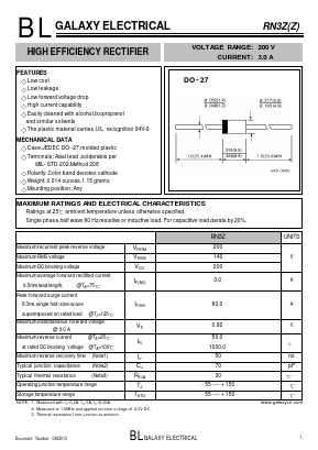RN3ZZ Datasheet PDF Galaxy Semi-Conductor