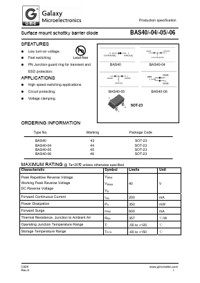 BAS40-04 Datasheet PDF Galaxy Semi-Conductor