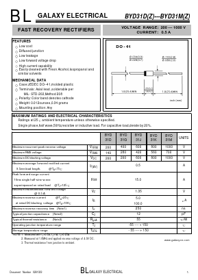 BYD31D Datasheet PDF Galaxy Semi-Conductor