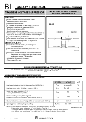P6KE30 Datasheet PDF Galaxy Semi-Conductor