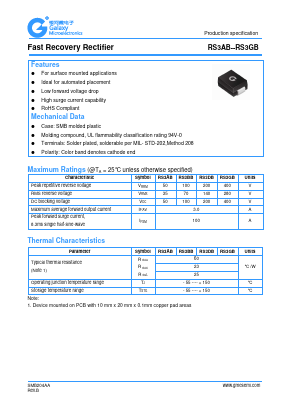 RS3AB Datasheet PDF Galaxy Semi-Conductor