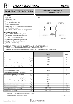 RS3FS Datasheet PDF Galaxy Semi-Conductor