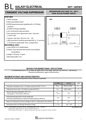 5KP7.5CA Datasheet PDF Galaxy Semi-Conductor