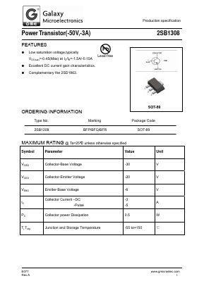 2SB1308 Datasheet PDF Galaxy Semi-Conductor