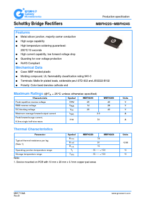 MBFH22S Datasheet PDF Galaxy Semi-Conductor