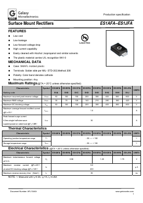 ES1CFA Datasheet PDF Galaxy Semi-Conductor