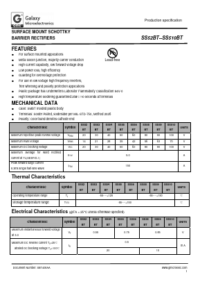 SS54BT Datasheet PDF Galaxy Semi-Conductor