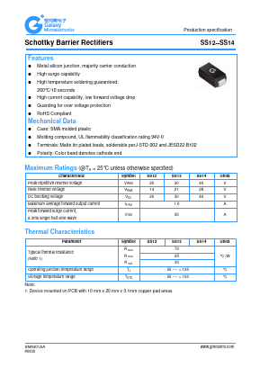 SS12 Datasheet PDF Galaxy Semi-Conductor